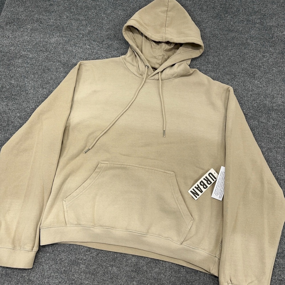 Urban Outfitters BDG Hoodie Mens 2XL Khaki Bonfire Cropped Pullover Sweatshirt